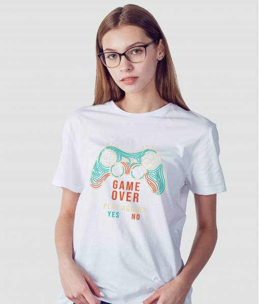 Дамска тениска с щампа Текст и надписи PLAY AGAIN